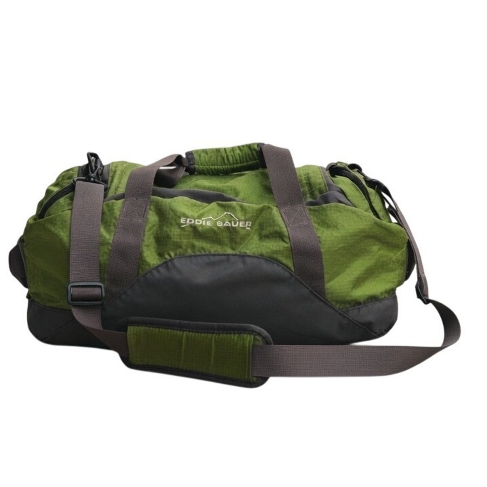 Eddie Bauer Expedition 20 Duffle Bag Green Gray Ripstop Nylon Travel Gym Sport